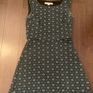 Loft teal imprint floral dress 0P